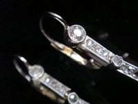 Image 2 of EDWARDIAN FRENCH LARGE 18CT PLATINUM SAPPHIRE ROSE CUT OLD CUT DIAMOND EARRINGS