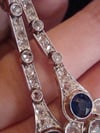 EDWARDIAN FRENCH LARGE 18CT PLATINUM SAPPHIRE ROSE CUT OLD CUT DIAMOND EARRINGS