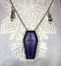 Image 2 of Black Coffin Necklace with Hand Charms and Herbs for Dark Goddess Maman Brigitte