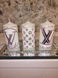 Image 2 of CHROME PINK/LILAC LV CANDLE SET 