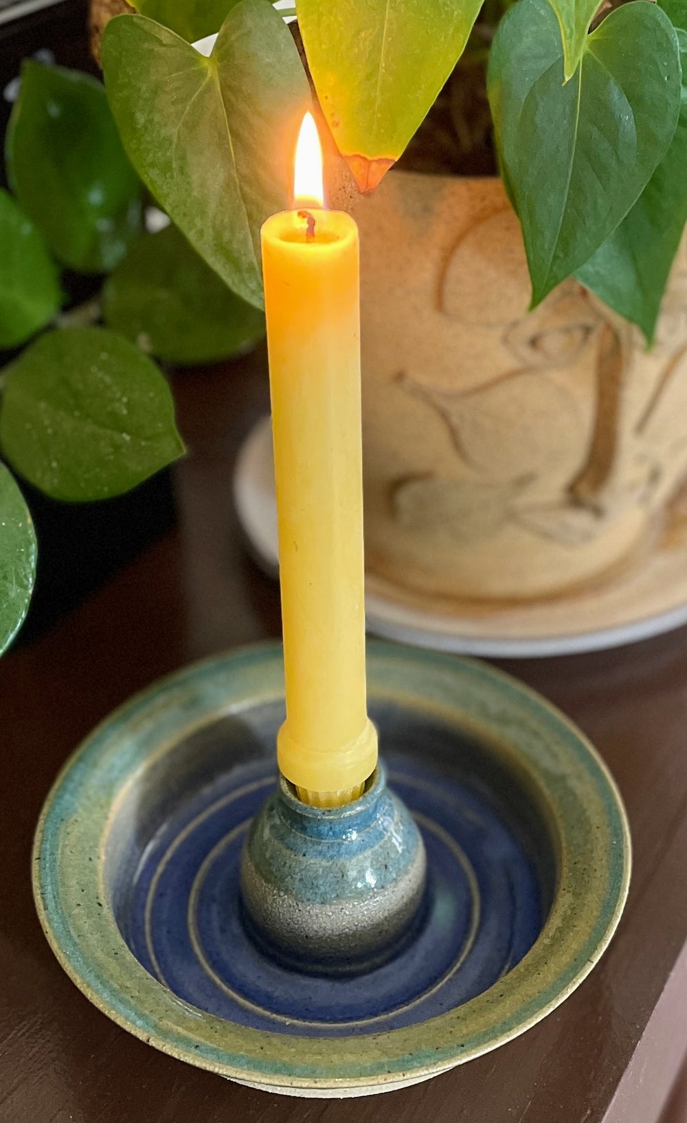 Image of Candle Dish- Sapphire Blue