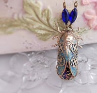 Image 1 of Opal Cicada necklace, black opal insect jewelry Art Deco style