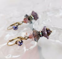 Image 1 of Art Deco flower earrings with artisan Czech glass floral beads and vintage Austrian crystal