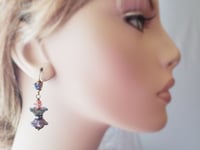 Image 3 of Art Deco flower earrings with artisan Czech glass floral beads and vintage Austrian crystal