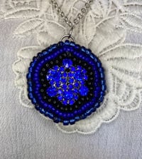 Image 1 of Hand Beaded Blue Rhinestone Necklace by Ugly Shyla 