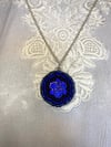 Hand Beaded Blue Rhinestone Necklace by Ugly Shyla 