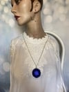 Hand Beaded Blue Rhinestone Necklace by Ugly Shyla 