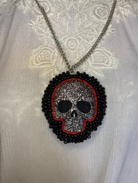 Image 2 of Large Hand Beaded Skull Necklace by Ugly Shyla