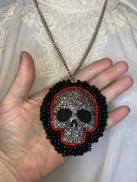 Image 3 of Large Hand Beaded Skull Necklace by Ugly Shyla