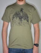 Image of "dove" t-shirt black on olive (price = PPD NL) Get in touch for international shipping.