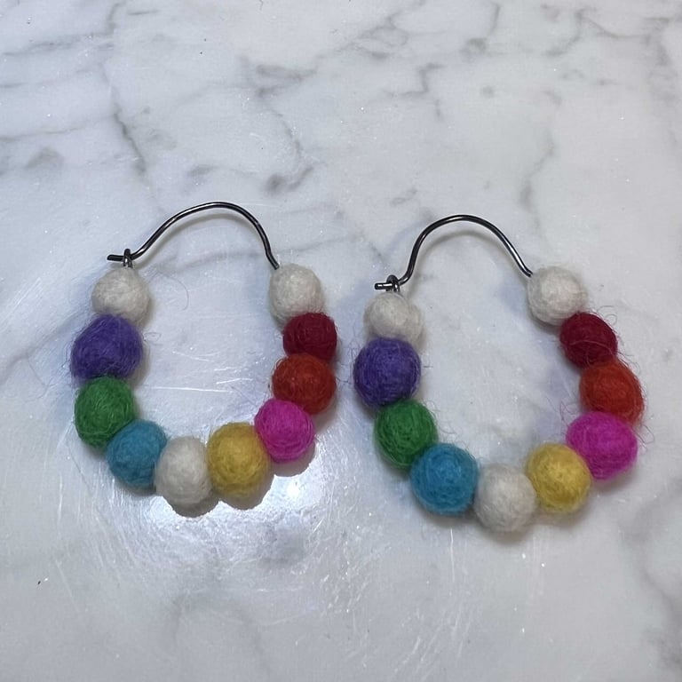 Bright Wool Hoops (sm)