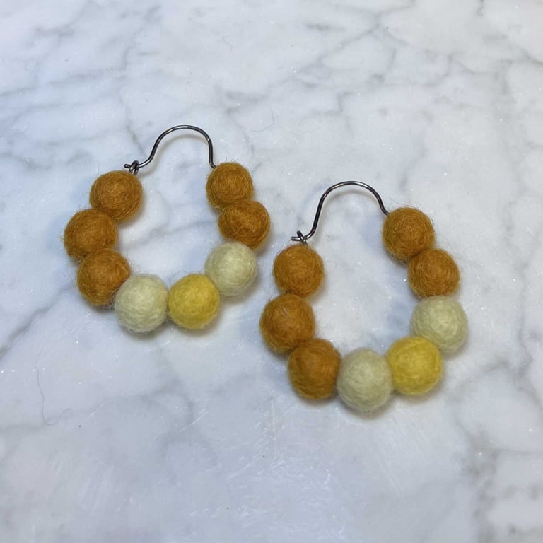 Shades of Yellow Felted Wool Hoops (large)