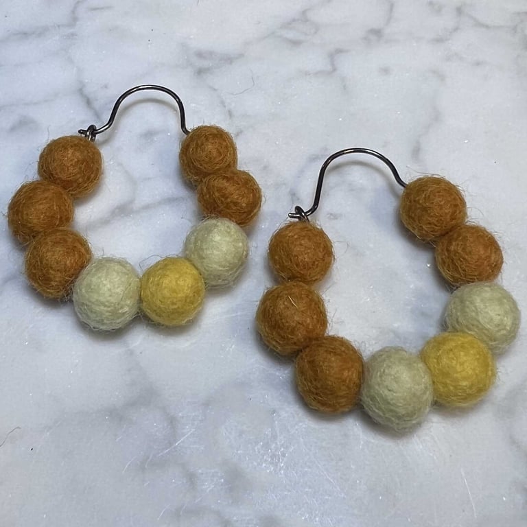 Shades of Yellow Felted Wool Hoops (large) Image 2