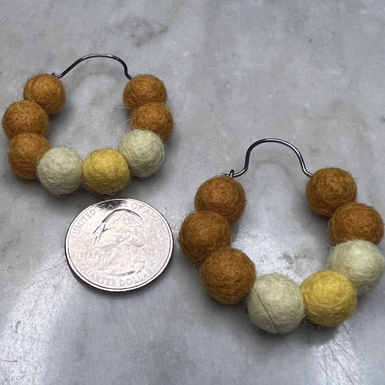 Shades of Yellow Felted Wool Hoops (large) Image 3