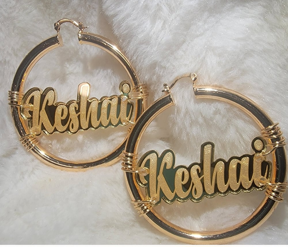 Image of  Personalized Wire Wrap Hoops