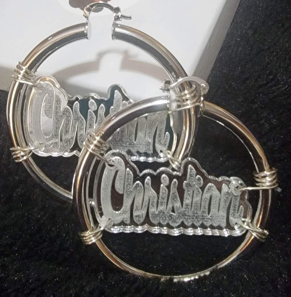 Image of  Personalized Wire Wrap Hoops