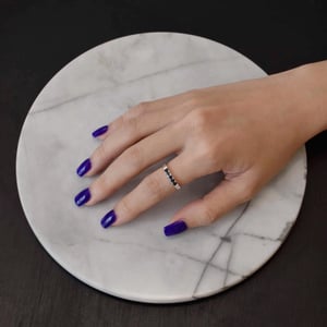 Image of La petite Blue Sapphire crystal square cut silver ring