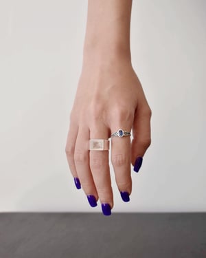 Image of Ocean Waves x Blue Kyanite crystal form oval cut silver ring