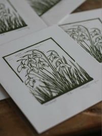 Image 3 of Snowdrops limited edition linocut 8x10cm