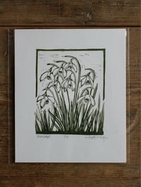 Image 1 of Snowdrops limited edition linocut 8x10cm