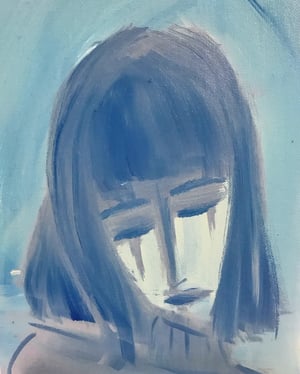 Sad girls IV/I. - 24x18 cm - oil on canvas board