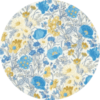 Popeline Fleurie bleue ( les tissus ne sont pas à vendre)