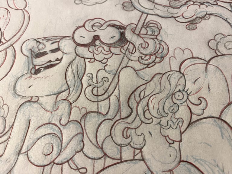 Coipel Girls preparatory sketch Image 3