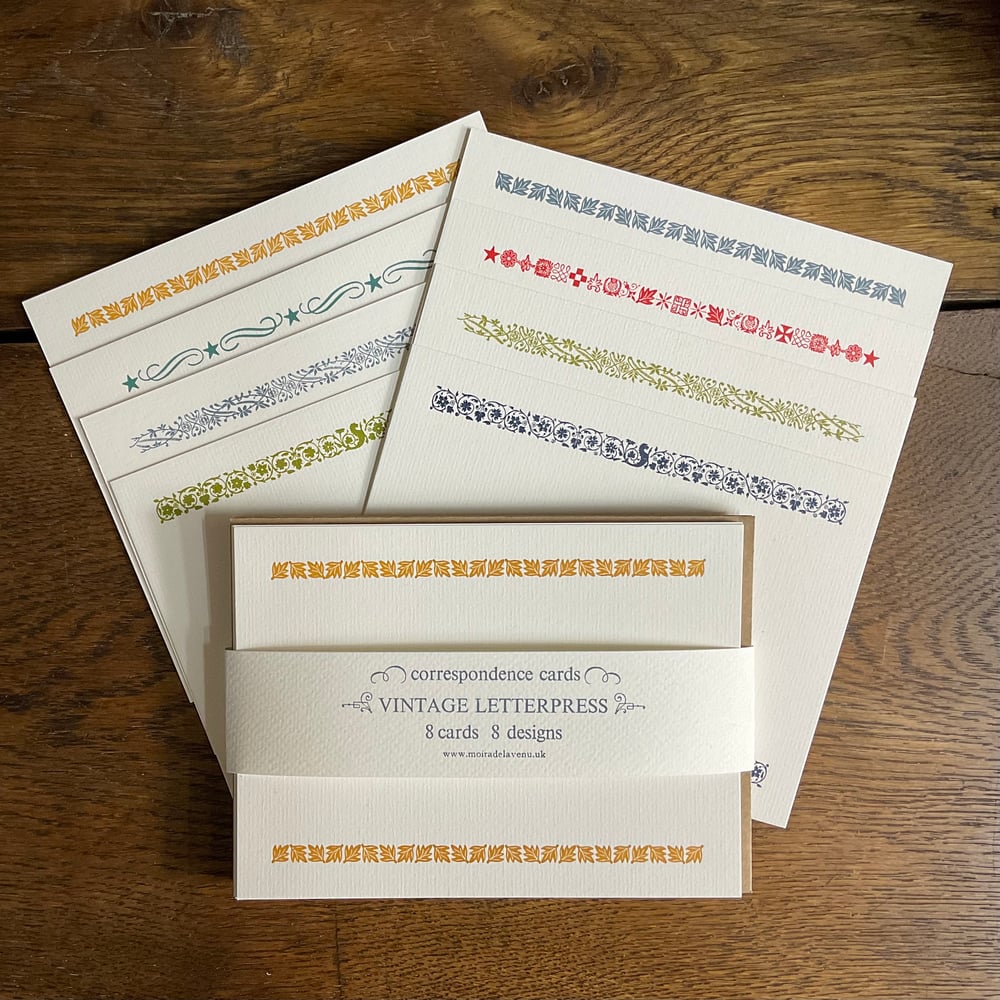 Image of Mixed set of 8 letterpress correspondence cards