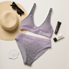 Geometric Grey and Purple Bikini - Recycled High-waisted 'Smokey Quartz'