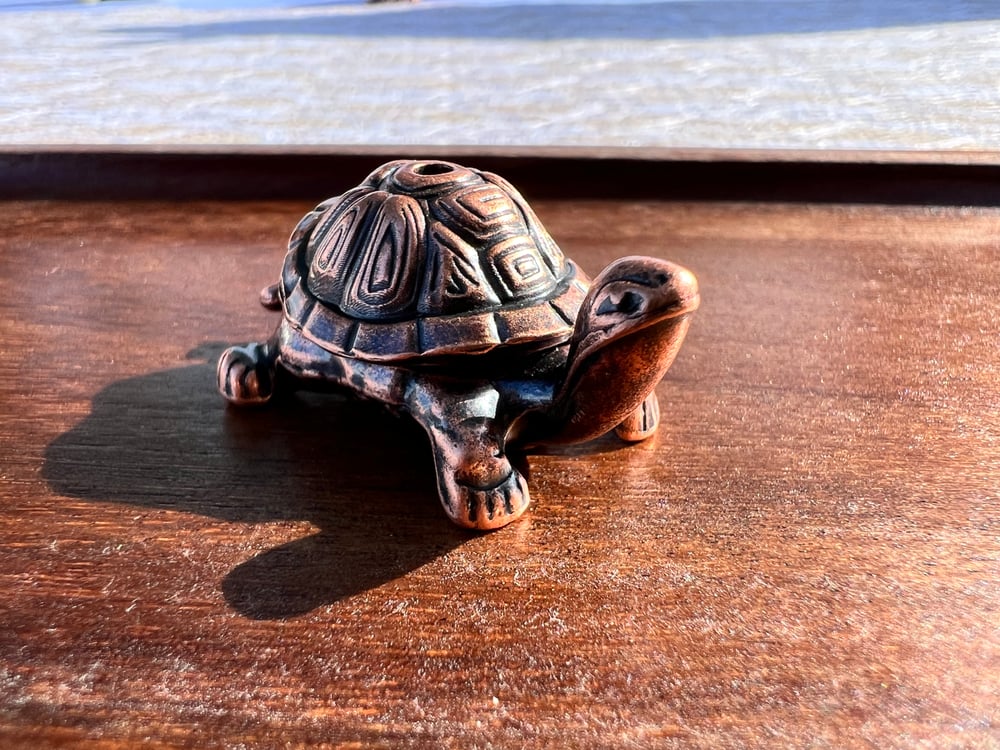 Image of Easy Clean Bronze Turtle Incense Stick Burner