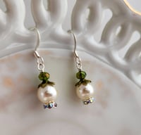 Image 3 of Lily of the Valley Pearl Earrings, Art Nouveau Pearl Flower earrings