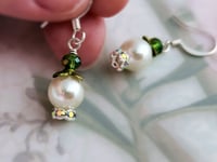 Image 4 of Lily of the Valley Pearl Earrings, Art Nouveau Pearl Flower earrings