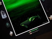 Image 3 of Guided by the Light Orca in the Northern Lights Fine Art Print 