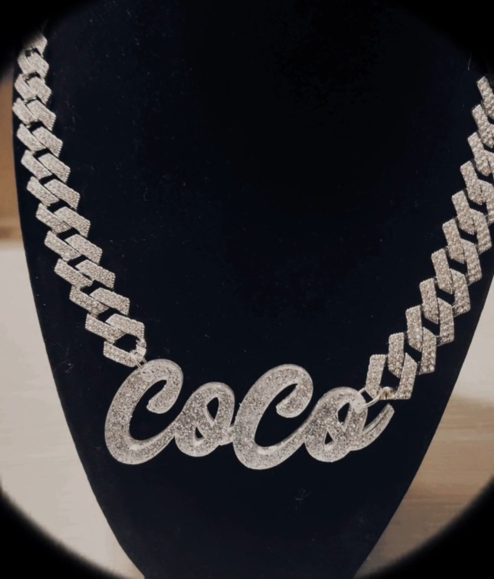 Image of  Rhinestone Nameplate Necklace 