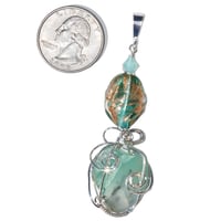 Image 3 of Aquaprase Pendant with Vintage Venetian Glass Bead