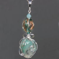 Image 2 of Aquaprase Pendant with Vintage Venetian Glass Bead