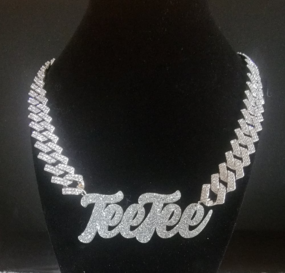 Image of  Rhinestone Nameplate Necklace 