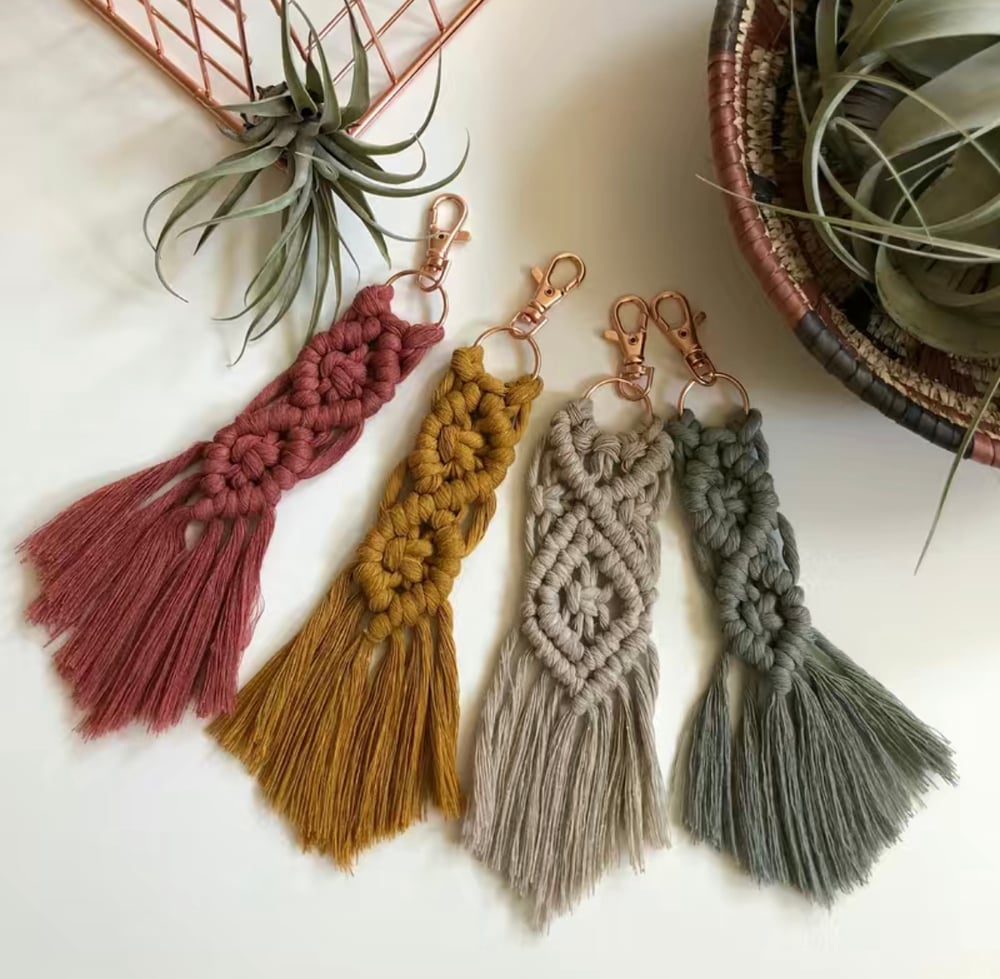 Image of Macrame Fringe Tassel Keychain