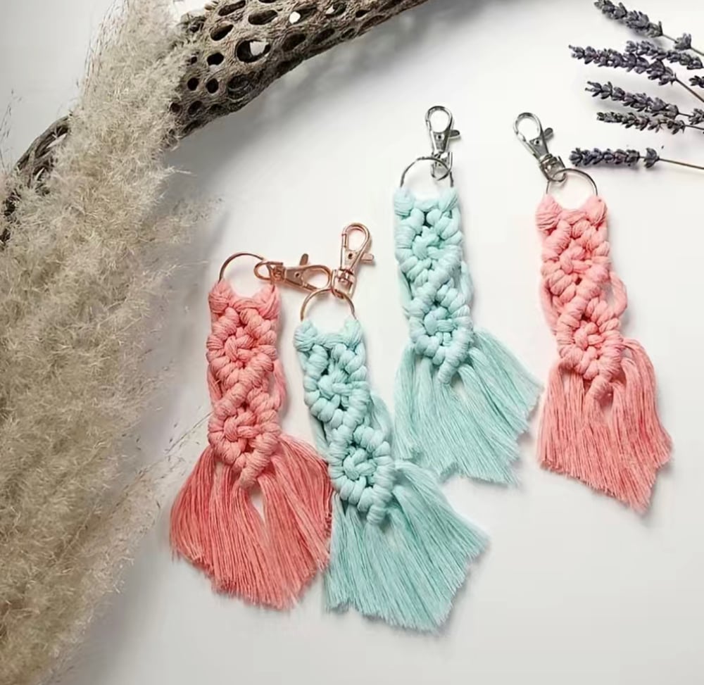 Image of Macrame Fringe Tassel Keychain