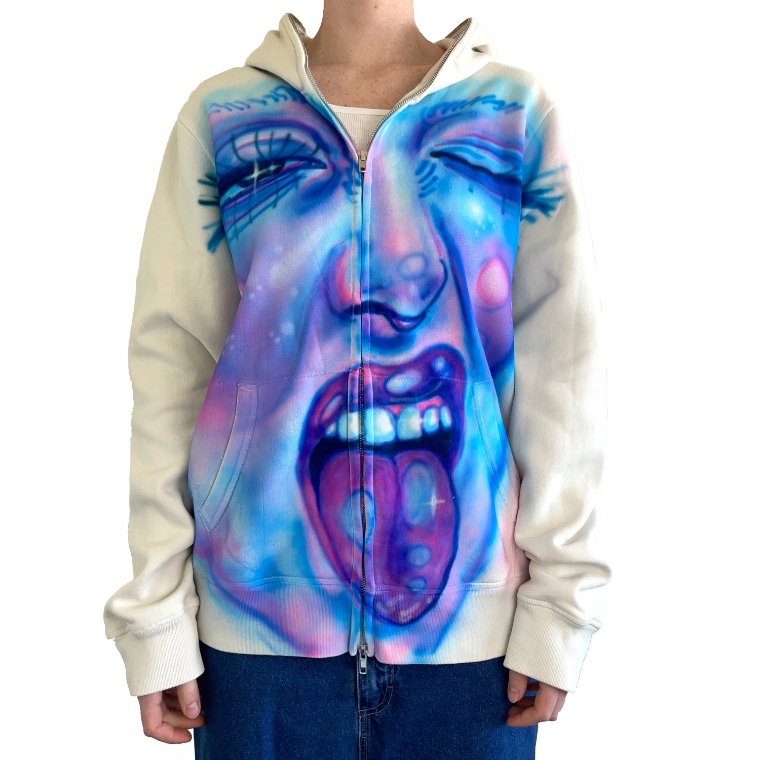 1/1 airbrushed full zip hoodie