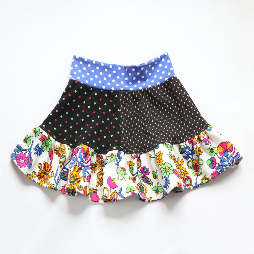 Image of polka dots rainbow floral 12/14 dot happy colorful vintage fabric flouncy skirt courtneycourtney