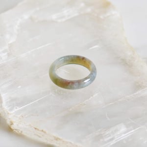 Image of Moss Agate antique style round band ring no.3