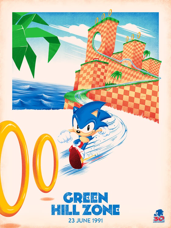 Image of Sonic the Hedgehog 30th Anniversary print