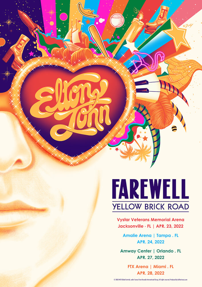 Image of Elton John Farewell Yellow Brick Road Tour Miami Poster