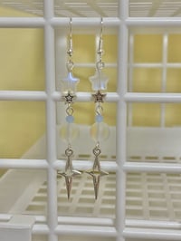 Image 2 of cyber metal star earrings