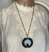 Hand Beaded Opal Glass Crescent Moon Necklace by Ugly Shyla 
