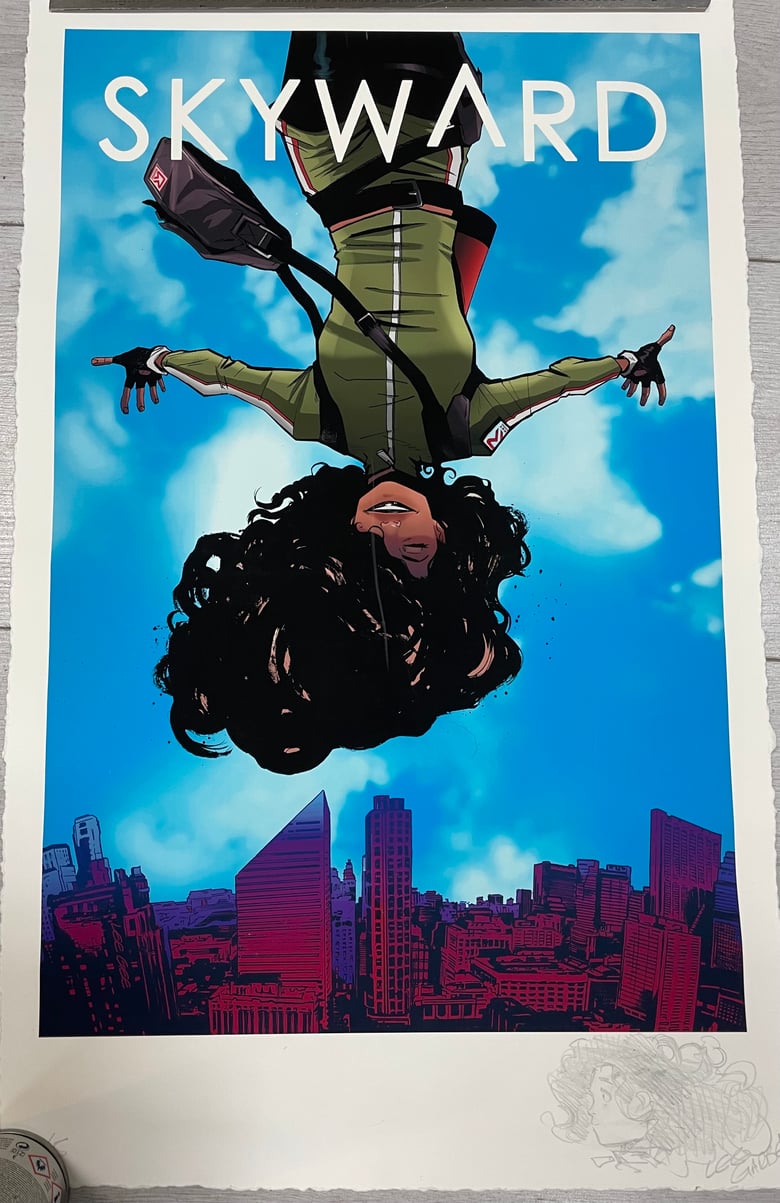 Image of SKYWARD super-limited edition remarqued screen print. 