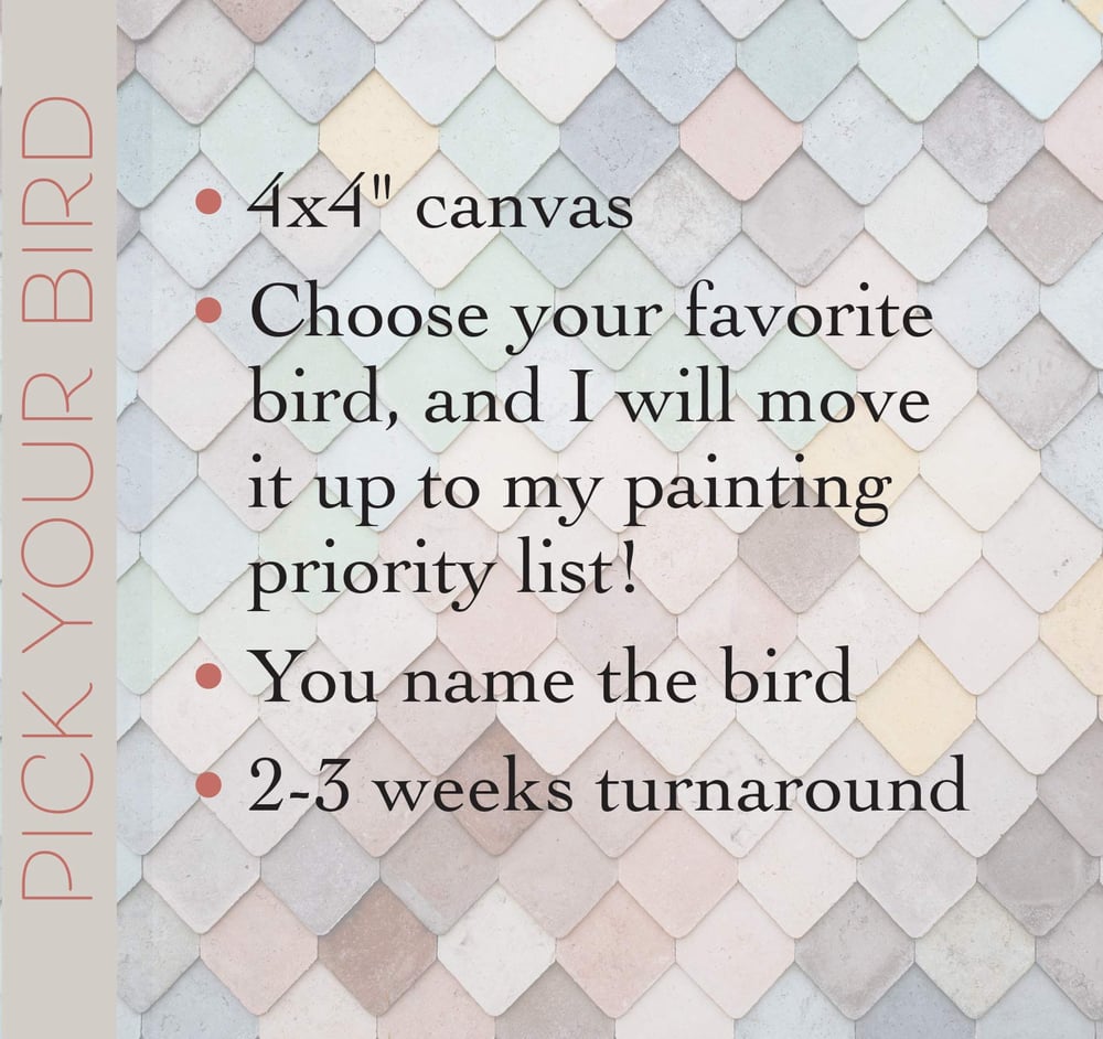 Design your own petite mini! 4x4" canvas with bird of your choice