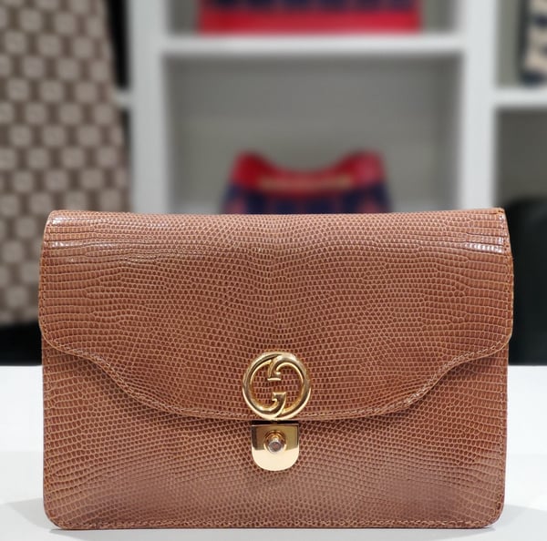 Image of Vtg Gucci Lizard Clutch