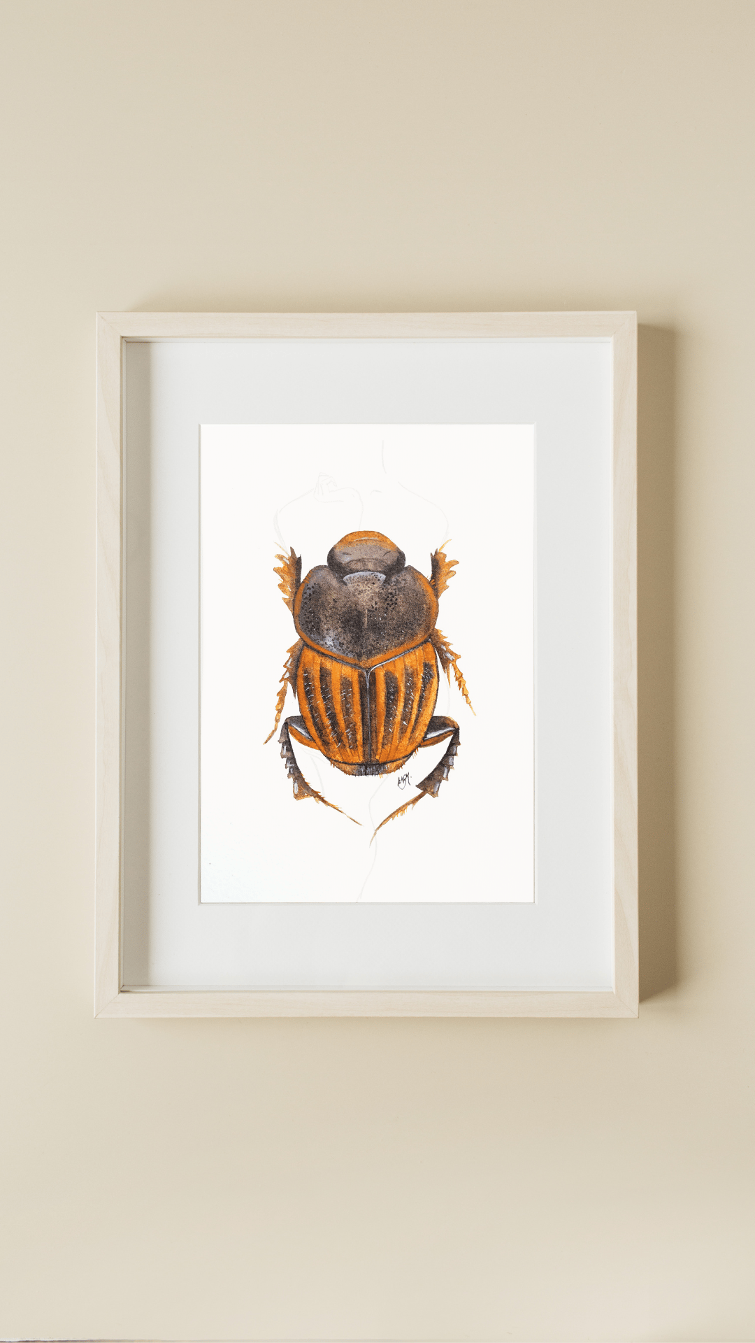 Image of Dung beetle watercolor illustration PRINT 